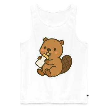 L’heure de la traite avec le bébé castor - Débardeur bio Premium Homme - blanc - Devant - Michal (187cm)