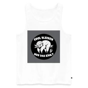Cool bleiben immer mit der Ruhe lustiges Faultier - Männer Premium Bio Tank Top - Weiß - Vorne - AI Model Male 178 light (178cm)