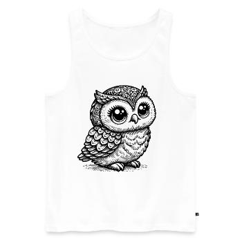 Mystic Owl – Black Animal Silhouette - Men's Premium Organic Tank Top - white - Front - AI Model Male 178 light (178cm)