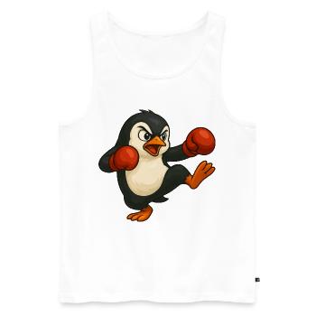 Cooler Pinguin Boxer Kickboxer Cartoon Kampfsport - Männer Premium Bio Tank Top - Weiß - Vorne - Michal (187cm)