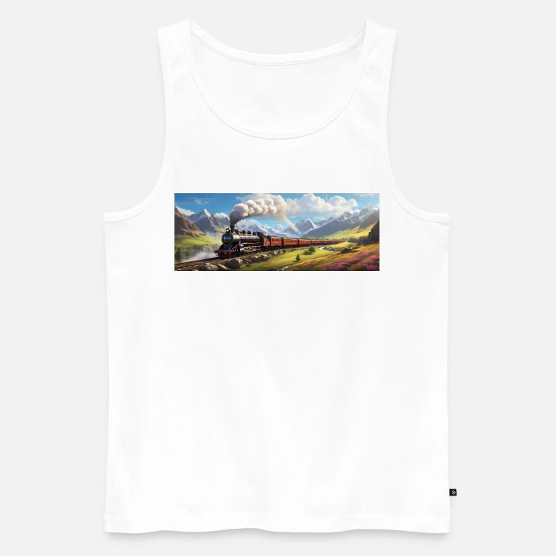Nostalgischer Eisenbahnzug mit Dampflokomotive - Männer Premium Bio Tank Top - Weiß