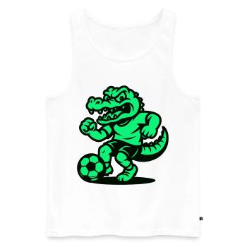Fußball Kroko - Männer Premium Bio Tank Top - Weiß - Vorne - Michal (187cm)