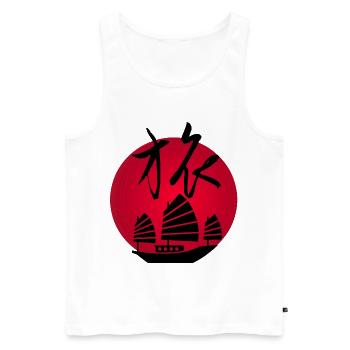 Reise nach Asien und zur roten Sonne (schwarz) - Männer Premium Bio Tank Top - Weiß - Vorne - Michal (187cm)