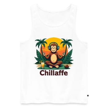 Chillaffe – Zen-Mode on - Männer Premium Bio Tank Top - Weiß - Vorne - Michal (187cm)