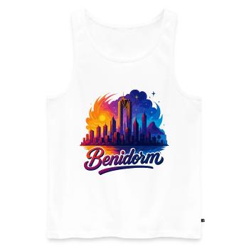 Benidorm City Spain Silhouette Gift - Men's Premium Organic Tank Top - white - Front - AI Model Male 178 light (178cm)