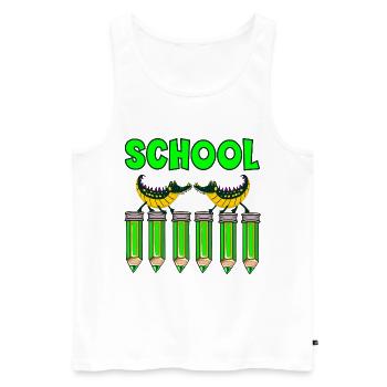 CRAYON D’ÉCOLE ENFANTS ALLIGATORS - Débardeur bio Premium Homme - blanc - Devant - Michal (187cm)