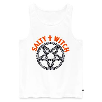 Salty Witch Pentagramme Chaîne Design Goth Girl - Débardeur bio Premium Homme - blanc - Devant - Michal (187cm)