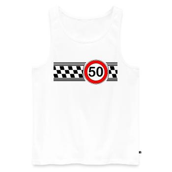50s Race Check Motif Shirt - Men's Premium Organic Tank Top - white - Front - AI Model Male 178 light (178cm)