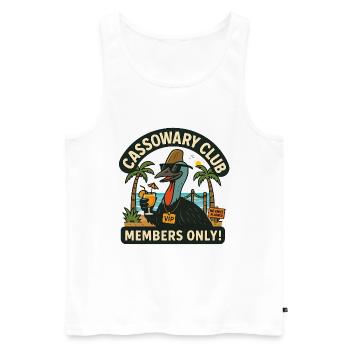Australia Beach Cassowary Club Members Only  - Men's Premium Organic Tank Top - white - Front - AI Model Male 178 light (178cm)