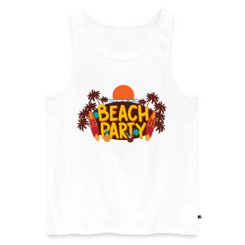 Beach Party – Summer, Sun & Surf Vibes - Men's Premium Organic Tank Top - white - Front - Michal (187cm)