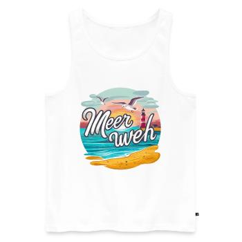 Meerweh - Männer Premium Bio Tank Top - Weiß - Vorne - Michal (187cm)