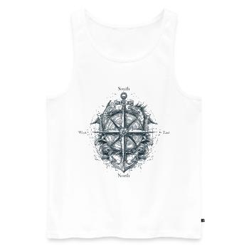 Compass - Men's Premium Organic Tank Top - white - Front - Michal (187cm)