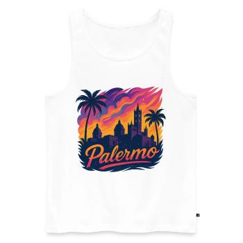 Palermo City Italy Sicily Silhouette Gift - Men's Premium Organic Tank Top - white - Front - Michal (187cm)