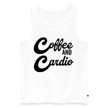 Kaffee und Cardio - lustiges Zitat zum Thema Kaffee - Männer Premium Bio Tank Top - Weiß - Vorne - Michal (187cm)
