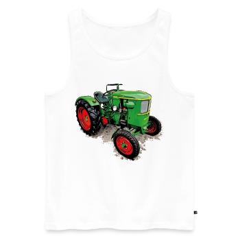 Tracteur classique légendaire - Débardeur bio Premium Homme - blanc - Devant - Michal (187cm)