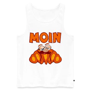 MOIN FRANZBRÖTCHEN SCHNURRBART MANN - Männer Premium Bio Tank Top - Weiß - Vorne - Michal (187cm)