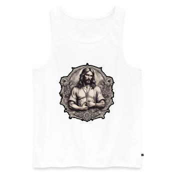 Saint Mary Artistic Illustration - Débardeur bio Premium Homme - blanc - Devant - AI Model Male 178 light (178cm)
