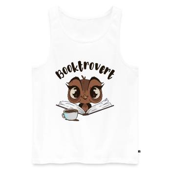Booktrovert Eule mit Buch und Kaffee - Männer Premium Bio Tank Top - Weiß - Vorne - AI Model Male 178 light (178cm)