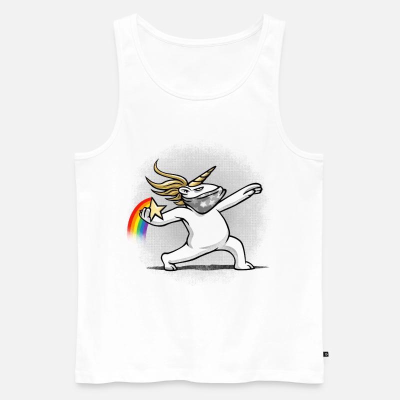 Einhorn wirft einen Regenbogen - Männer Premium Bio Tank Top - Weiß