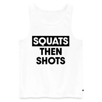 Squats puis tirs - Débardeur bio Premium Homme - blanc - Devant - Michal (187cm)