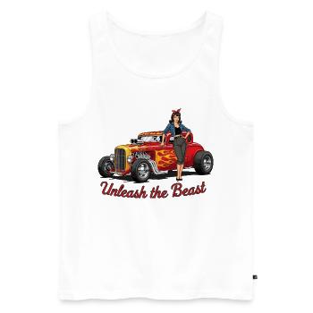 Rostiges Hot Rod mit Weiblicher Begleitung - Männer Premium Bio Tank Top - Weiß - Vorne - AI Model Male 178 light (178cm)