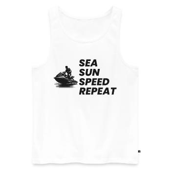 Pilote de jet ski Sea Sun Speed Repeat - Débardeur bio Premium Homme - blanc - Devant - Michal (187cm)