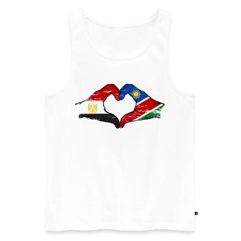 Egypt Namibia Flag Hands Heart Shape Used - Men's Premium Organic Tank Top - white - Front - Michal (187cm)