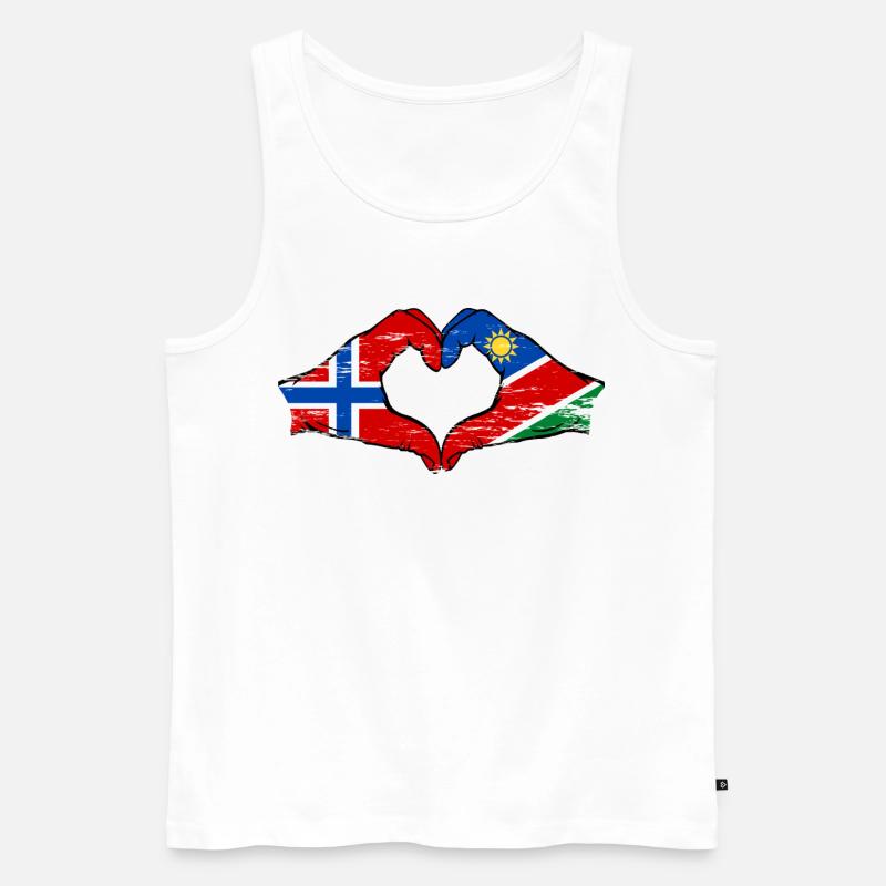 Norwegen Namibia Flagge Herz - Männer Premium Bio Tank Top - Weiß