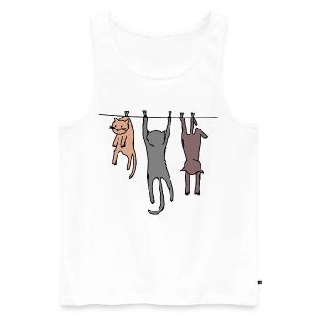 Funny Comic Cat Shirt Gift - Men's Premium Organic Tank Top - white - Front - AI Model Male 178 light (178cm)