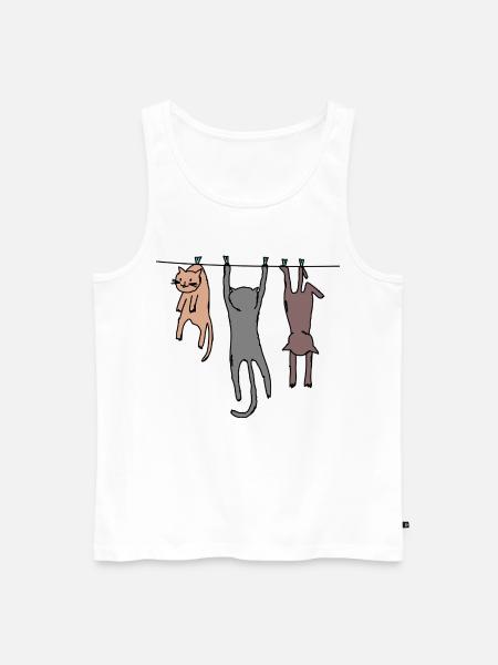 Funny Comic Cat Shirt Gift - Men's Premium Organic Tank Top - white