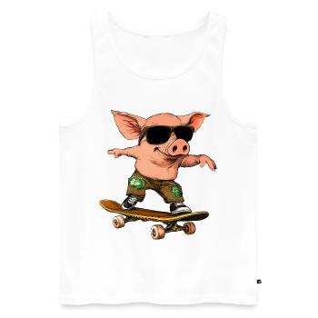 Skateboarder Piglet - Men's Premium Organic Tank Top - white - Front - Michal (187cm)