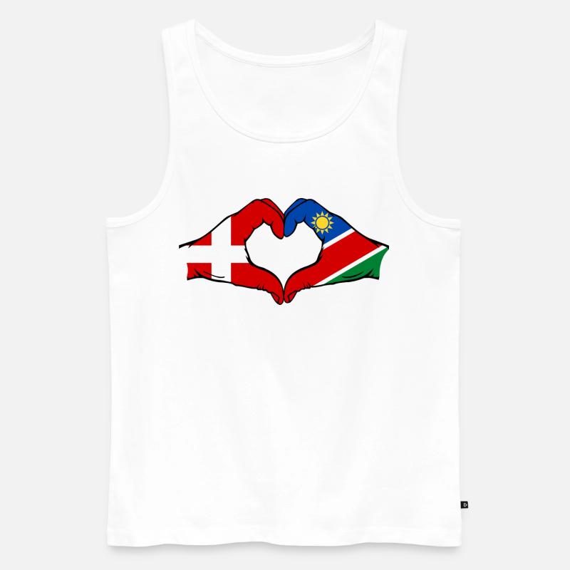 Dänemark Namibia Flagge Herz - Männer Premium Bio Tank Top - Weiß