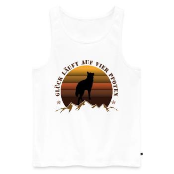 Evening wolf on mountain backdrop - Men's Premium Organic Tank Top - white - Front - Michal (187cm)