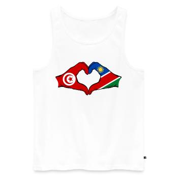 Tunisia Namibia Flag Hands Heart Shape Used - Men's Premium Organic Tank Top - white - Front - Michal (187cm)