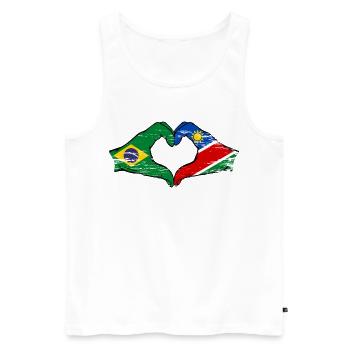 Brazil Namibia Flag Hands Heart Shape - Men's Premium Organic Tank Top - white - Front - Michal (187cm)