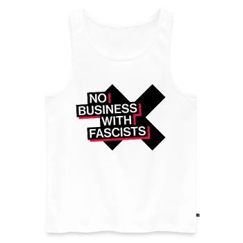 NO BUSINESS WITH FASCISTS - Men's Premium Organic Tank Top - white - Front - AI Model Male 178 light (178cm)