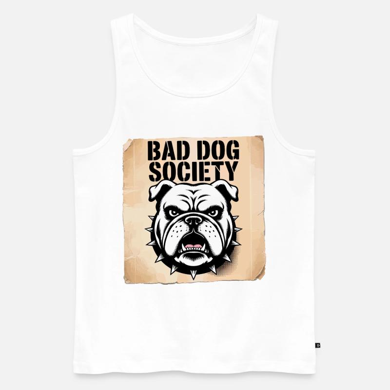 Die Gesellschaft der bösen Hunde - Männer Premium Bio Tank Top - Weiß