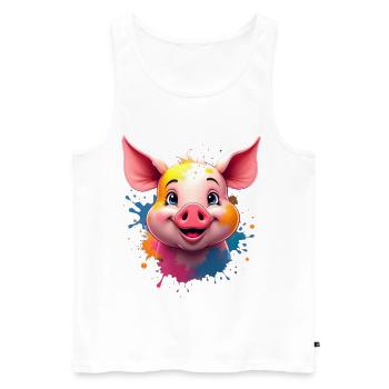 Cute pig head with color splashes - Men's Premium Organic Tank Top - white - Front - AI Model Male 178 light (178cm)