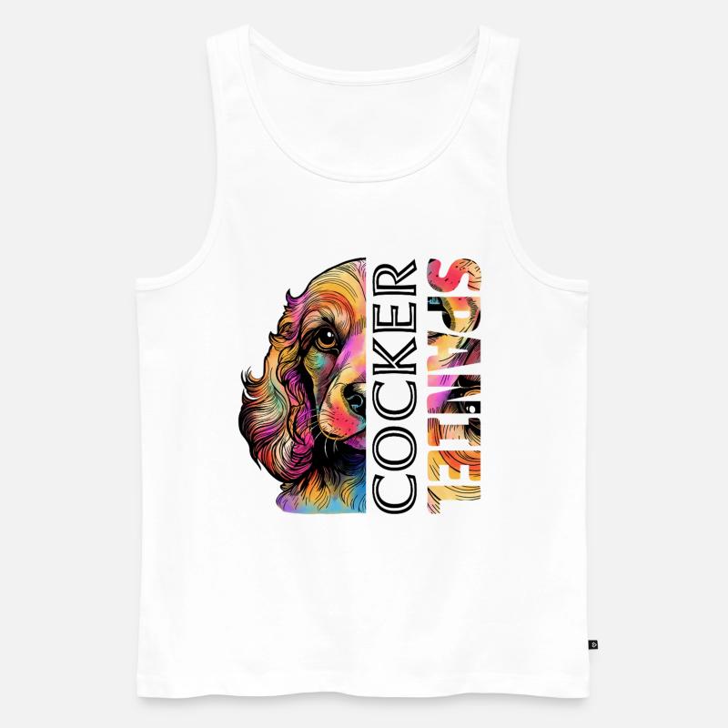 Farbenfroher Cocker Spaniel - Männer Premium Bio Tank Top - Weiß