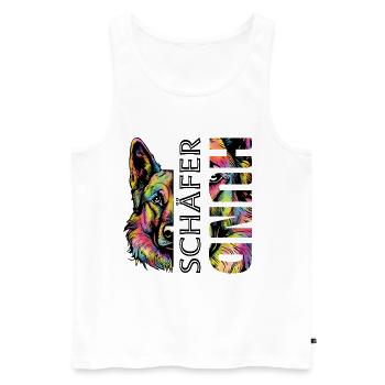 Bunter  Schäferhund - Männer Premium Bio Tank Top - Weiß - Vorne - AI Model Male 178 light (178cm)