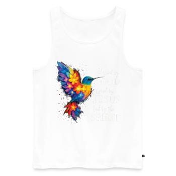 Geliebt von Jesus Christian Floral Kolibri - Männer Premium Bio Tank Top - Weiß - Vorne - Michal (187cm)