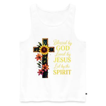 Geliebt von Jesus Christliches Kreuz - Männer Premium Bio Tank Top - Weiß - Vorne - Michal (187cm)