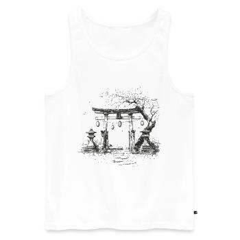 Jardin d'Asie - Débardeur bio Premium Homme - blanc - Devant - Michal (187cm)