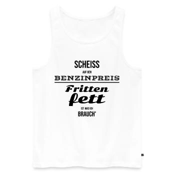 Sans matière grasse de friture c’est un arrêt pour les frites - Débardeur bio Premium Homme - blanc - Devant - AI Model Male 178 light (178cm)
