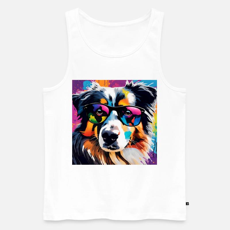 Australian Shepherd bunt Aussi - Männer Premium Bio Tank Top - Weiß