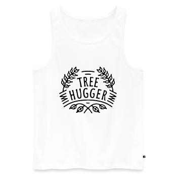 Tree hugger forest trees lover funny humor - Men's Premium Organic Tank Top - white - Front - AI Model Male 178 light (178cm)