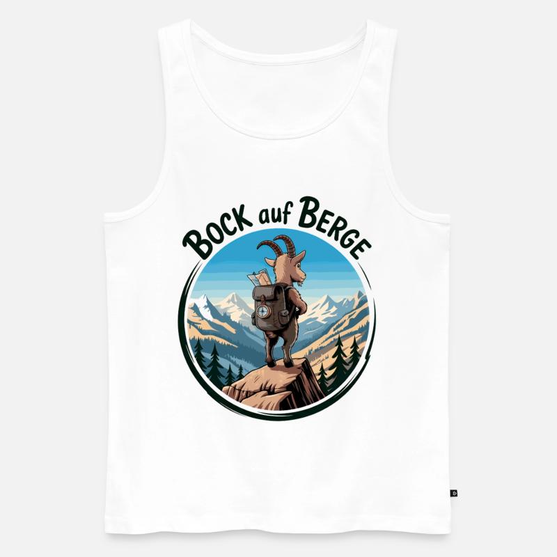 Bergsteiger Ziege auf dem Gipfel - Männer Premium Bio Tank Top - Weiß