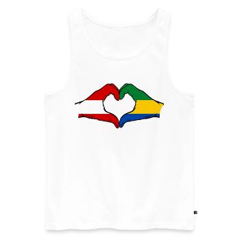 Austria Gabon Flag Hands Heart Shape Used - Men's Premium Organic Tank Top - white - Front - Michal (187cm)