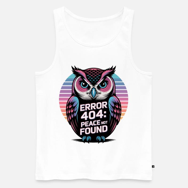 Friedlicher Eulen-Fehler 404 T-Shirt - Männer Premium Bio Tank Top - Weiß