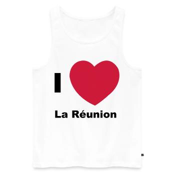 I love Reunion Island - Men's Premium Organic Tank Top - white - Front - AI Model Male 178 light (178cm)